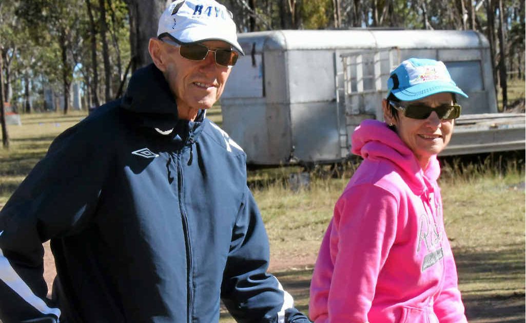 Allan and Terrie Miles from Harrisville get ready to race. Allan and Terrie Miles from Harrisville get ready to race.